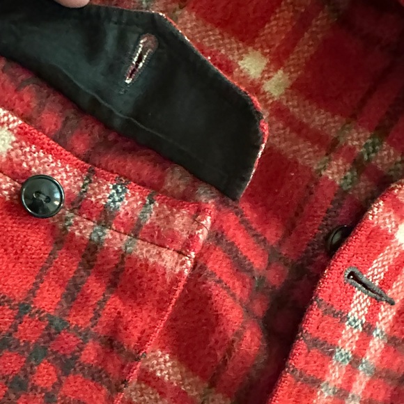 Vintage Wool Buffalo Check Red Black Plaid Men's Button Front Jacket - Picture 5 of 9
